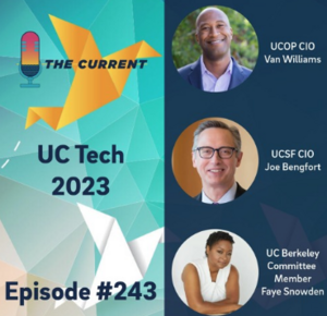 The Current podcast caught up with UC CIO Van Williams, UCSF CIO Joe Bengfort, and UC Berkeley Committee Member Faye Snowden. 